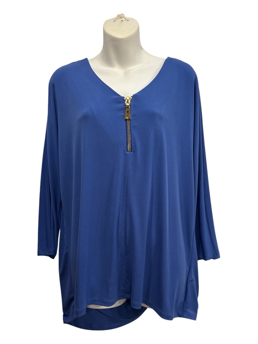 Premise Royal Blue V-Neck Tunic with Gold Zip size large